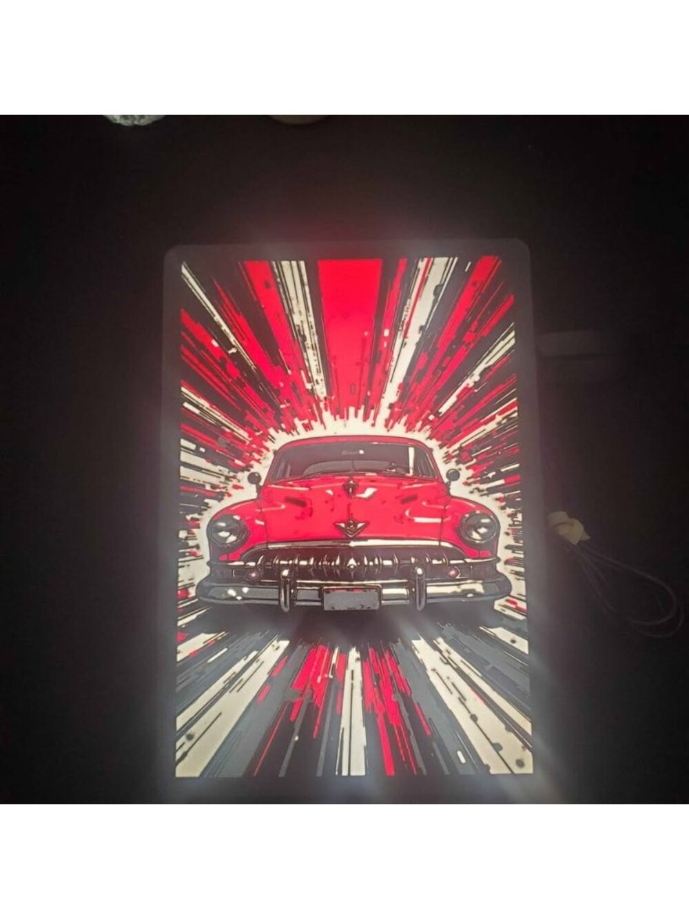 Light Up Red Classic Car Picture USB Powered